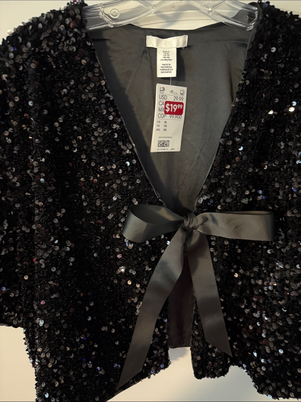 H&M Black Sequin Tie-Front Jacket - Picture 2 of 4